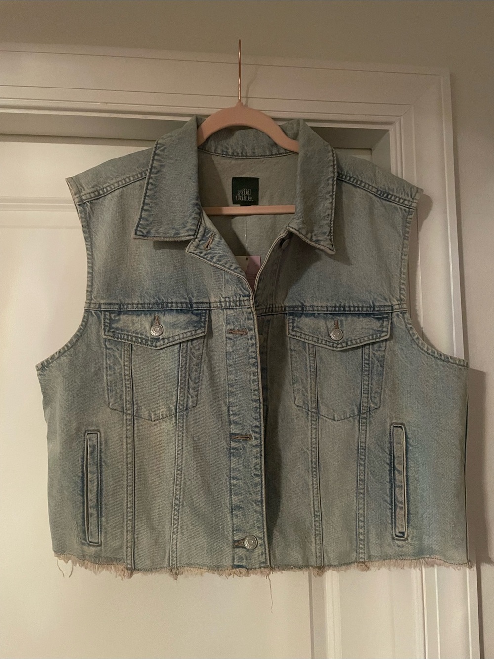wild fable Washed Light Blue Denim Vest Jacket